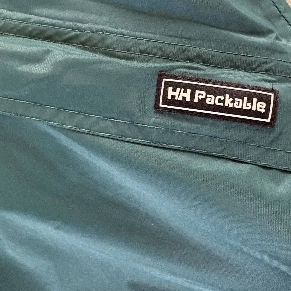 Vintage 90s Helly Hansen Helly-Tech Packable Rain Jacket Size XL Blue Colorblock
